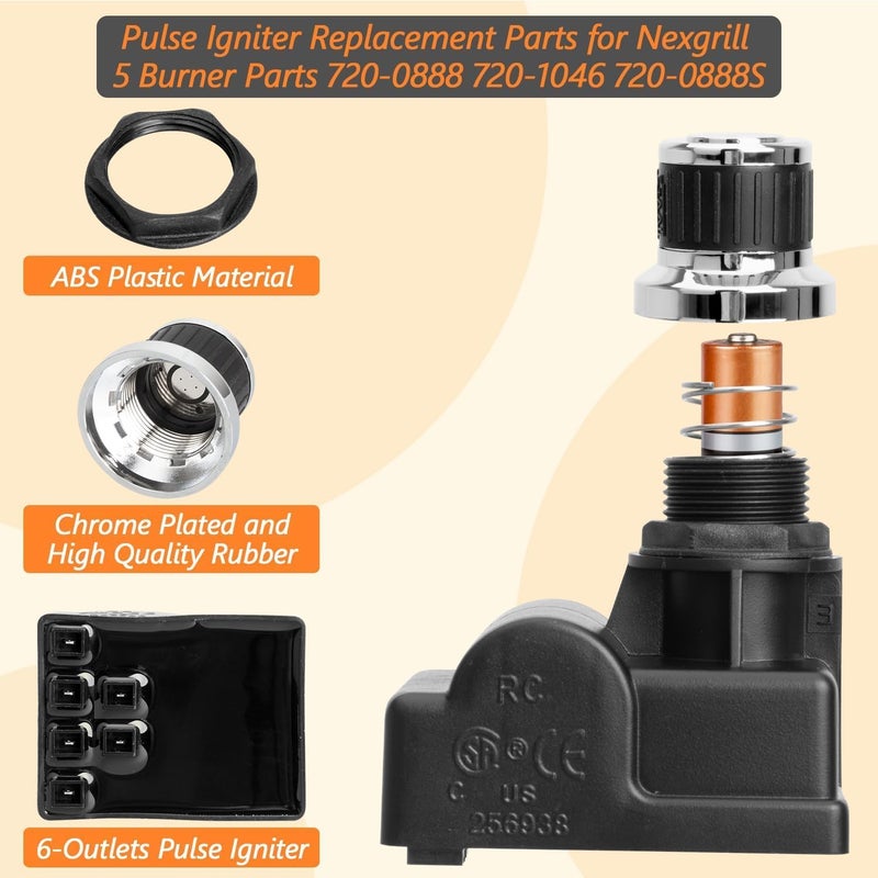 BQMAX DHL-128-6Q Igniter Replacement Parts for Nexgrill 720-0888 720-1046 720-0888S 6 Outlet Button Igniter for Nexgrill 5 Burner Parts, Grill Igniter for Nexgrill Igniter Replacement - Image 4